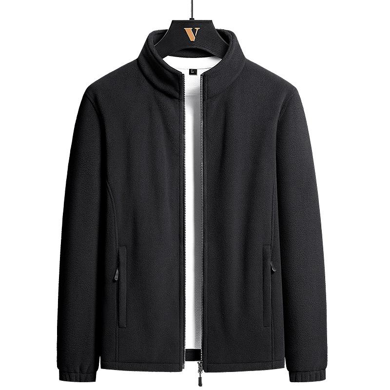 Men S Fleece Cardigan Jacket Stand Collar Casual Plus Size Spring Autumn
