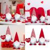Sweet Love Heart Gnomes Elf Plush Dolls with Striped Hat Stuffed Dwarf Figurine Ornament for Couples Valentines Gift