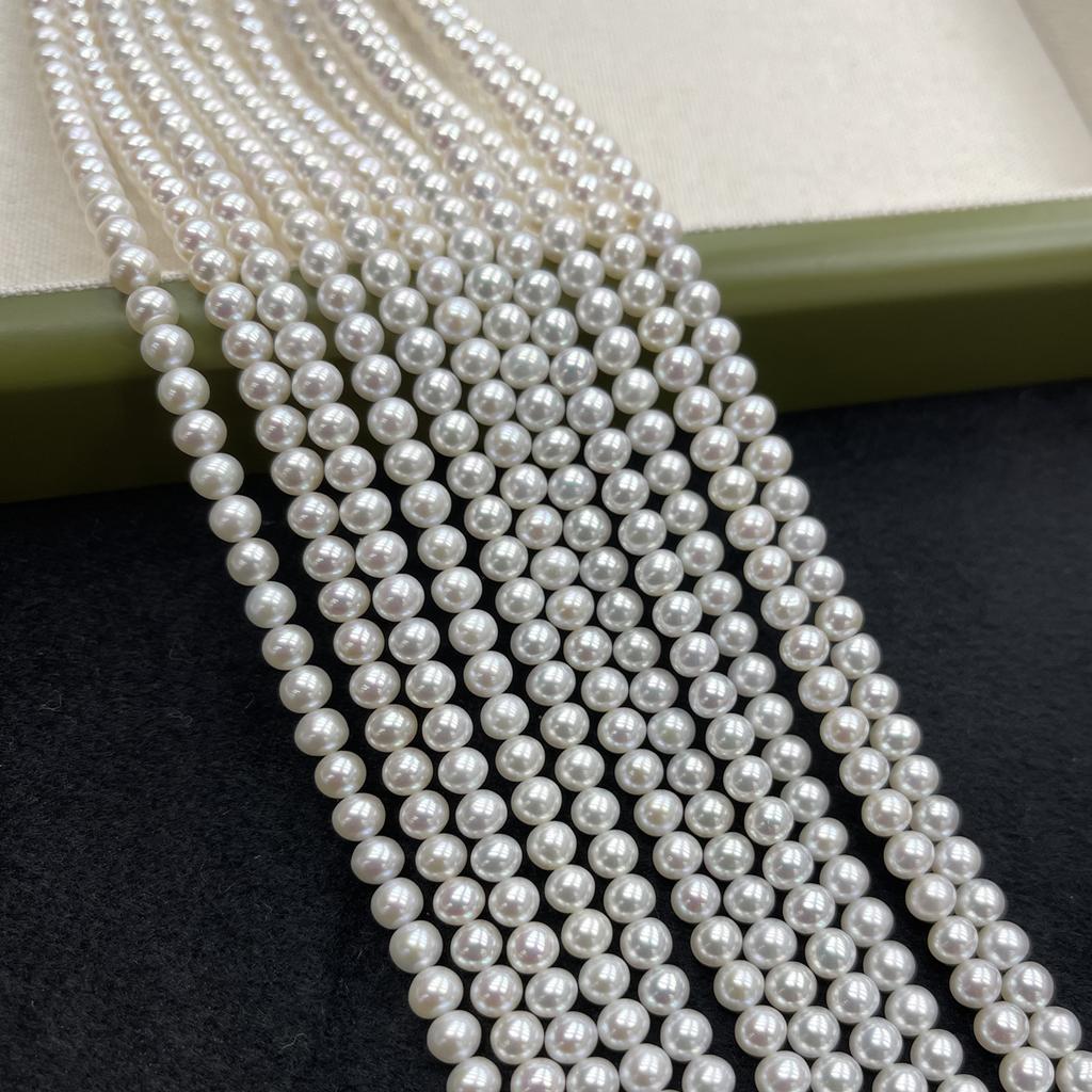 1String, White Natural Freshwater Pearls, Handmade Round Pearl Beads for Jewelry Making DIY Crafts (Beads 5-6mm, Length 36cm)