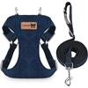 Adjustable Dog Harness Lead Leash Set Breathable Denim Mesh Pet Vest Harness Escape Proof Vest Style Pet Harness Pet