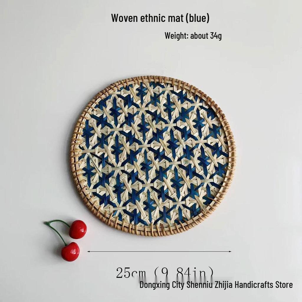 Ethnic Bamboo Weaving Handmade Coaster Set - Heat Resistant Round Placemats for Kitchen & Restaurant