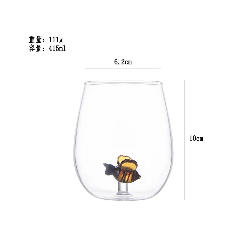Süßer transparenter Borosilikatglasbecher Cartoon 3D-Tierdesign Haushalt Milchsaft-Wasserbecher für Kinder und Erwachsene