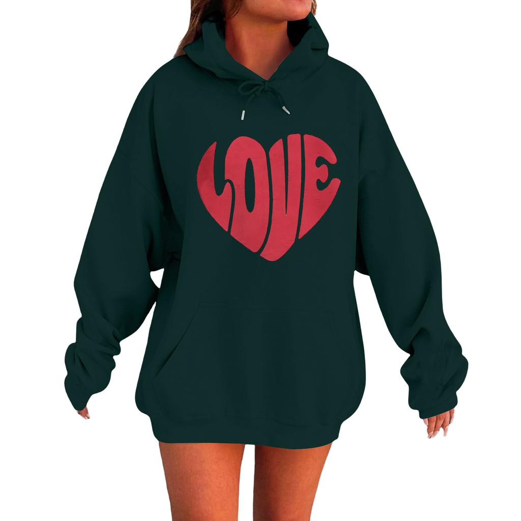 Women's Loose Comfortable Casual Fashionable Love Printed Long Sleeved Sweatshirt