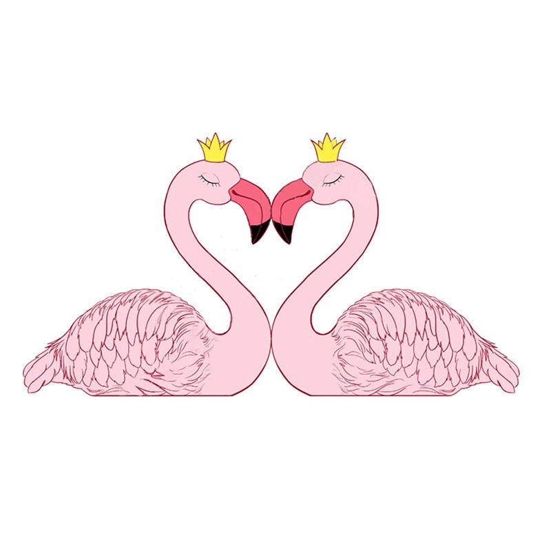 Pink Resin Flamingo Figure Wear King Queen Crown Home Ornament Wedding Gift