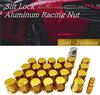 Esumichiko Slit Lock Racing Nut Aluminum Air Valve Cap Included, Lightweight, Anti-theft (Gold, P1.25-24 Pieces, 6 Holes)
