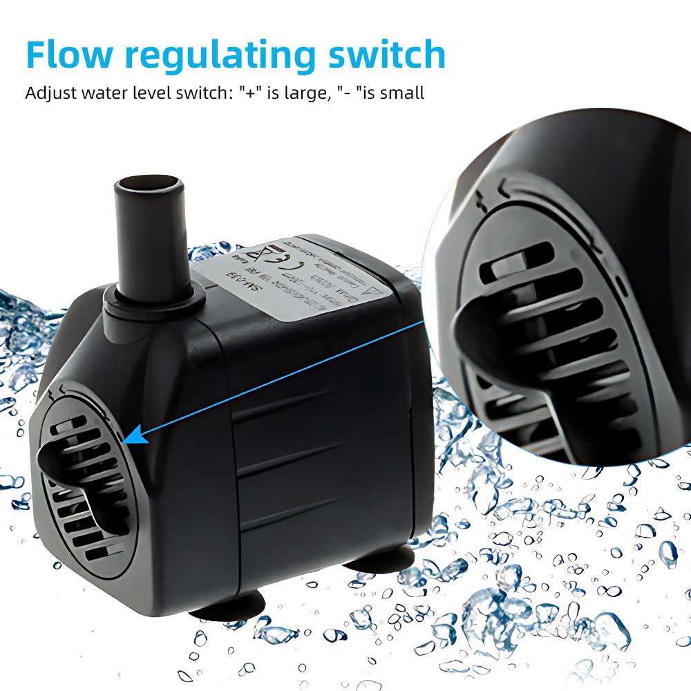 Mini Submersible Water Pump Flow Adjustable Electric Max 600L/H Flow 3.9ft Lift Portable Mini Pump