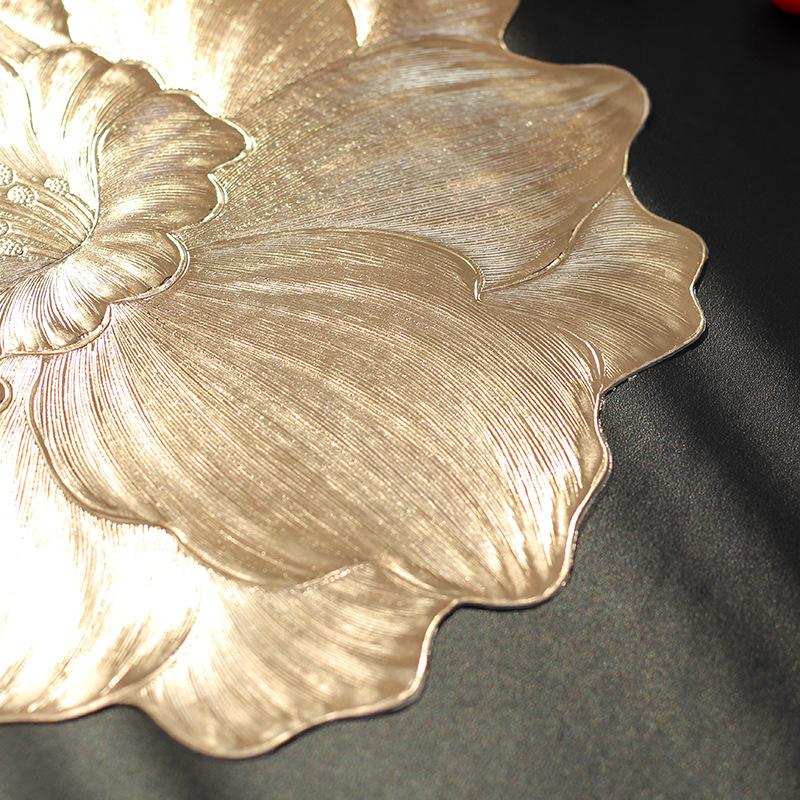 Lotus-Shaped Heat-Resistant and Washable Placemat Insulation PVC Place Mats Coasters Hotel Oil Proof Table Mats for Dining Table