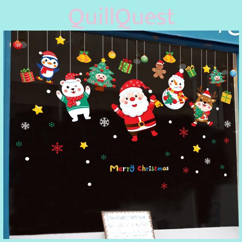 Tree Snowman Christmas Santa Claus Window Stickers Set Christmas Decoration