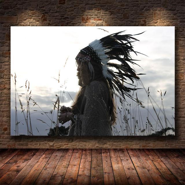 Canvas Painting Indian Aboriginal Woman Wall Art Canvas Posters and Prints Print Pictures for Home Living Room Decoration