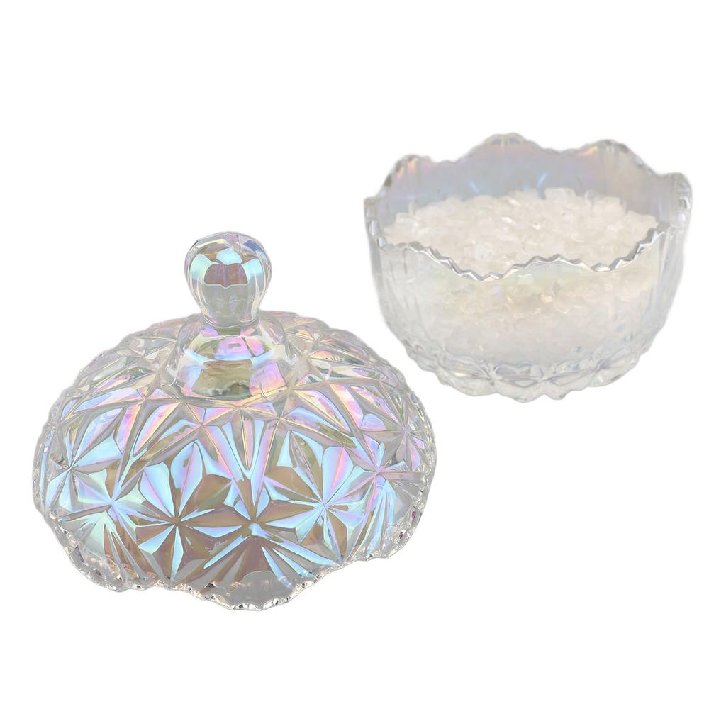 Crystal Glass Jar 400g White Crystal Degaussing Bowl Elegant Exquisite Candy Jewelry Container with