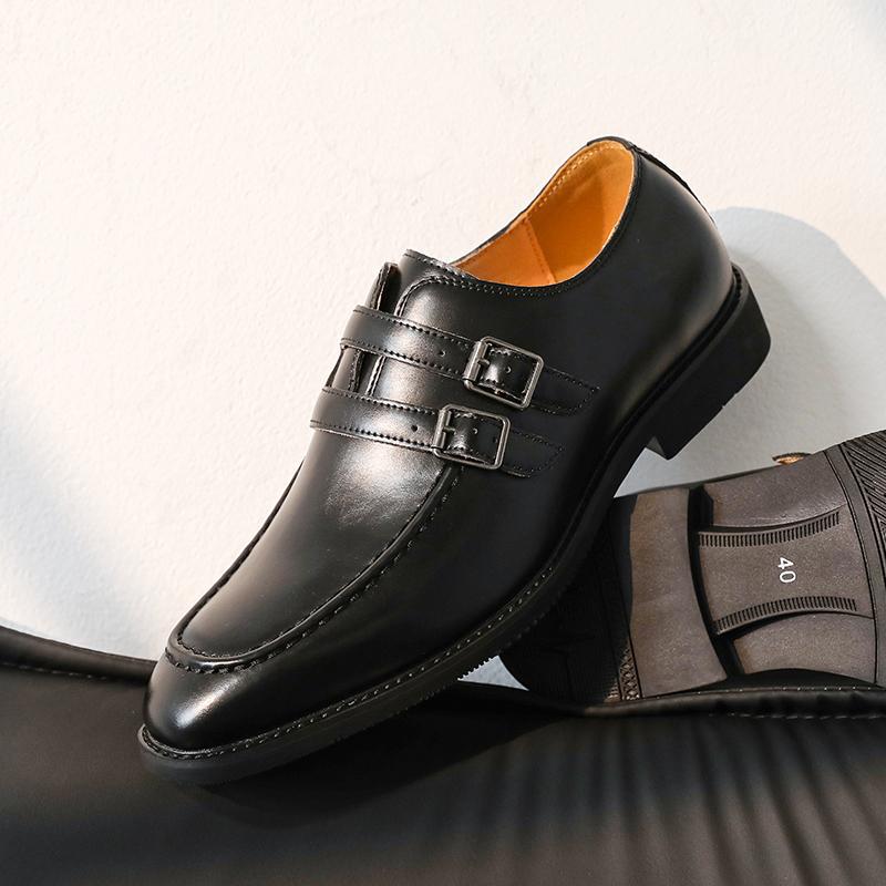 

Модные мужские туфли слипоны с пряжкой, низкие, повседневные, кожаные, удобные внутри, для бизнеса, офисные, кожаная обувь бренда, остроносые лоферы 46