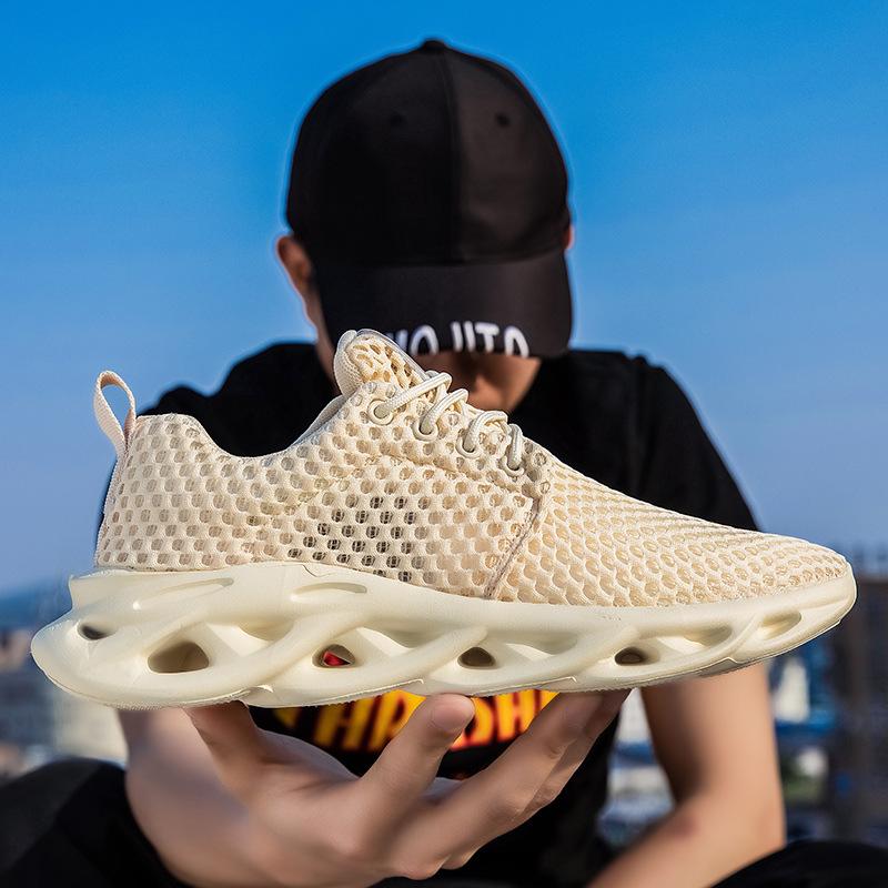 Spring and Summer Men's Large Size Trendy Shoes Hollow and Breathable Boys' Sports Shoes Running Net Shoes Youth Casual Blade Shoes