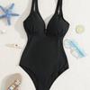 New Sexy Backless One-piece Swimsuit Women's Sexy V-neck Lace-up Waist Slim-fit One-piece Swimsuit