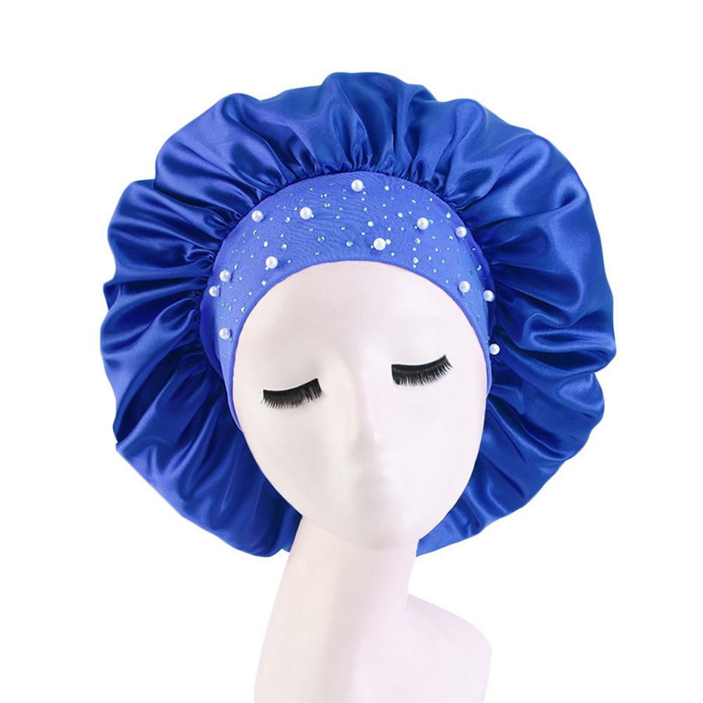 Satin-Schlafhaube Strass-Badekappe Damenhut Nacht-Haarpflege Salon Duschkopfband