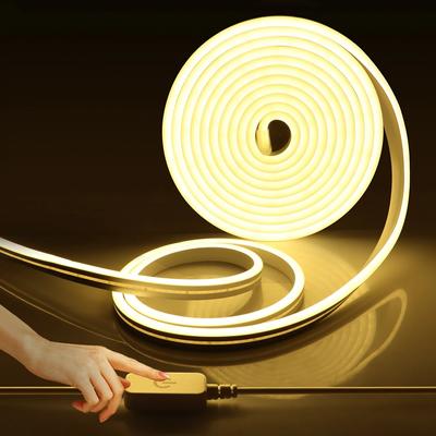 Striscia LED con interruttore touch dimmerabile DC 12V, luce al neon, 120 LED/m, nastro al neon flessibile impermeabile per illuminazione domestica, retroilluminazione, cucina