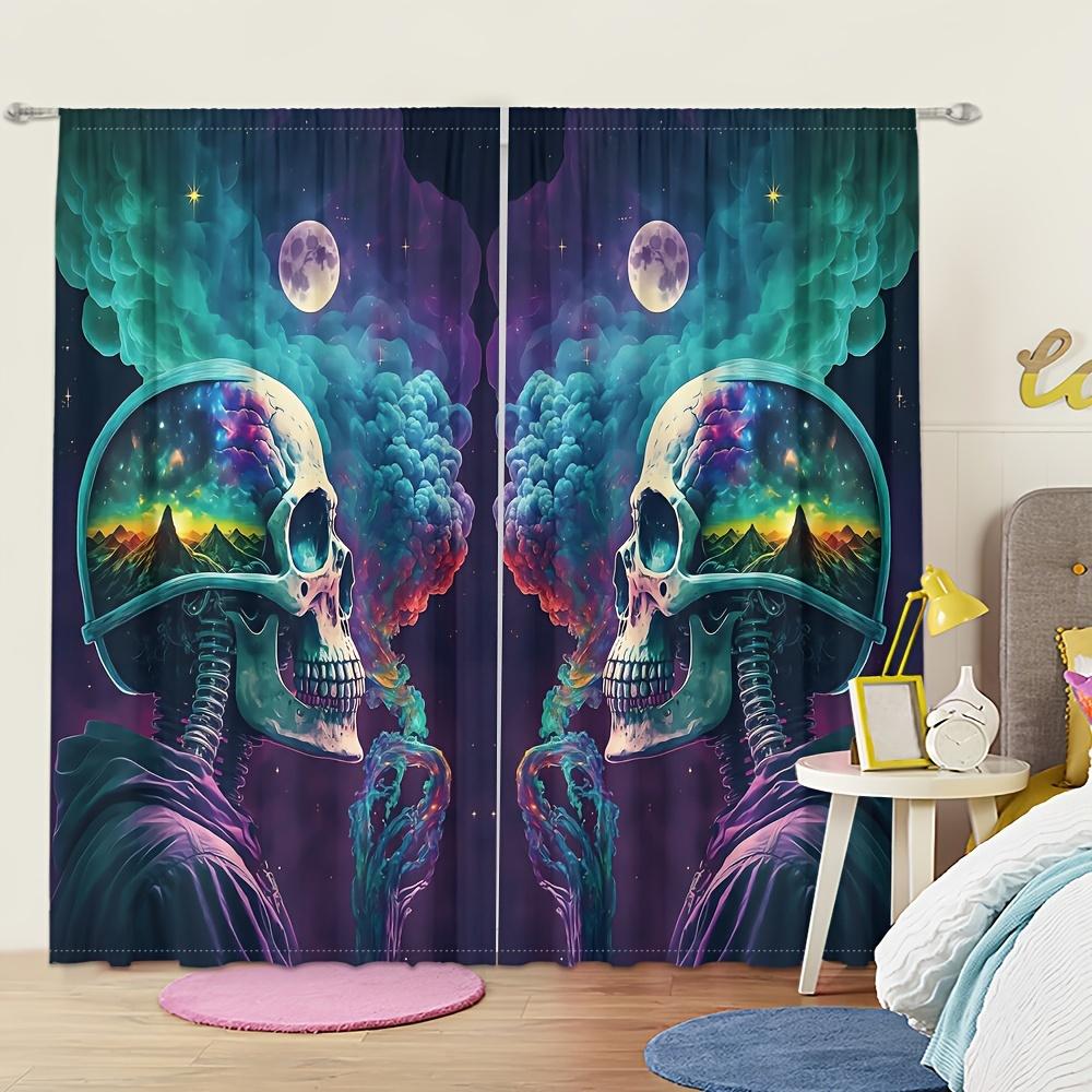 2pcs Red Spider Web HD Digital Printed Curtains Home Decor Living Room Bedroom Rod Pocket Curtains Study Window Office Home Deco