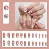 24pcs Long Ballerina Shape Press On Nails, Fake Nail With Flower Decor, Glitter Full Cover Nails For Women