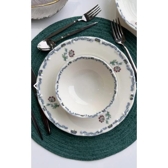 Old Town Premium Porselen 24 Parça 6 kişilik Günlük Vintage Çiçek Desenli Yemek Takımı