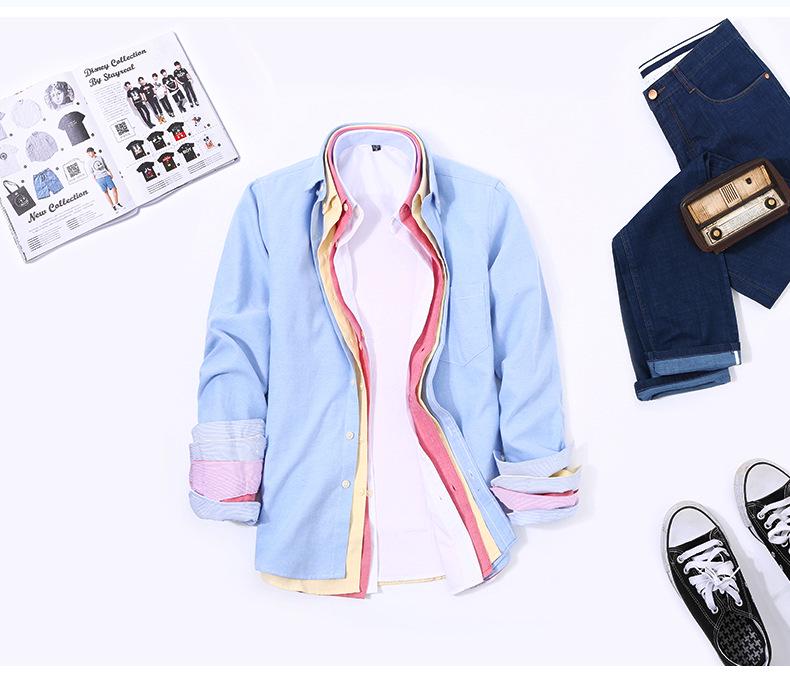 Trendy Korean-Style Striped Oxford Shirt for Young Men - Long & Short Sleeves Available