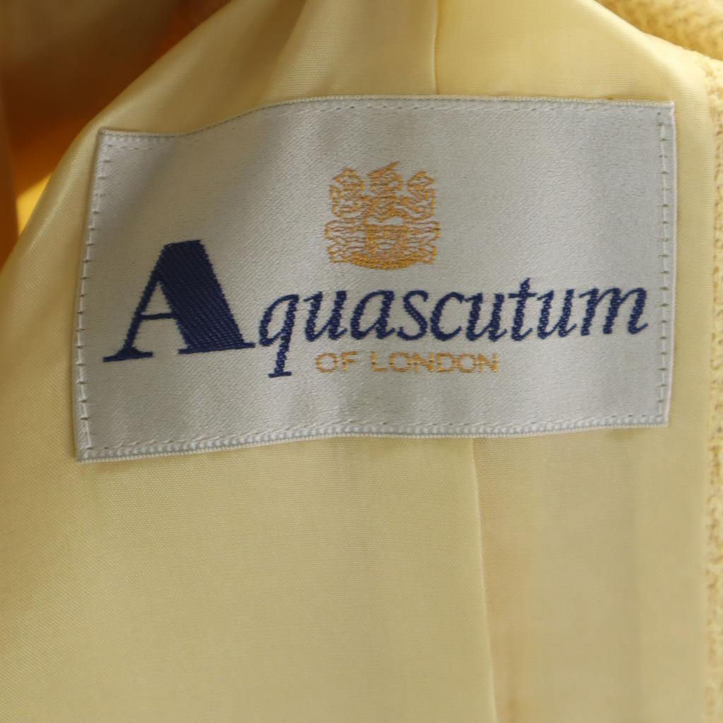 Aquascutum Wool Blend Made In Japan Skirt Suit Setup 9 Yellow Women Used