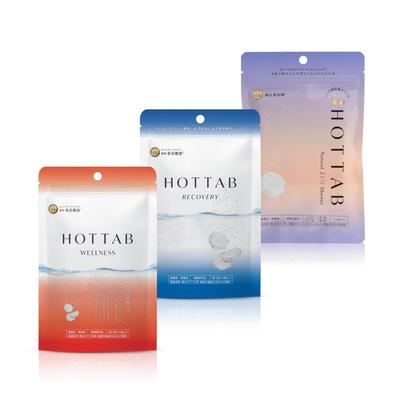 HOT TAB Trial Set: Assorted Bicarbonate Bath Salts, Neutral pH, High Concentration, Chlorine Neutralizer (27 Tablets Total, 3 Types: WELLNESS/RECOVERY