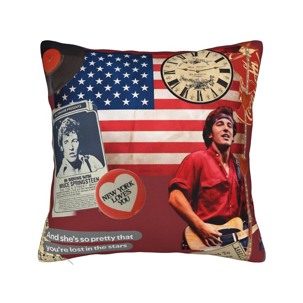 Bruce The E Street Band Springsteen Square Pillow Cases Rock USA 80s Cushion Cover Custom Decorative Pillowcase for Sofa 45x45cm