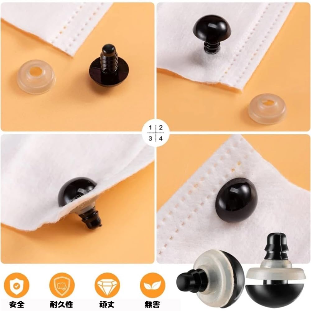 YJRUNFU Insert Eyes for Stuffed Animals, Doll Eyes, Stuffed Animal Eyeballs, Insert Noses, Animal Noses, DIY Sewing, Animal Dolls, Craft Supplies,