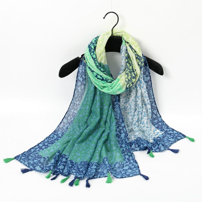 Autumn and winter small fresh rendering ink painting butterfly printing warm shawl, travel beach towel cotton and linen feel scarf