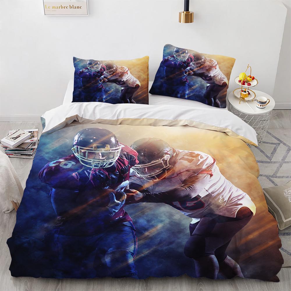 3D Print Rugby Sports Duvet Cover Set, American Football Bedding Set Queen Fashion 3pcs Comforter Microfiber Quilt Cover Double