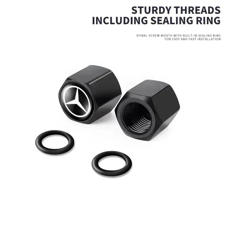 AABIH1 Car Wheel Tire Valve Stems Caps with car Keychain keyrings For Mercedes benz A B R G Class AMG GLK GLA CLA W204 W251 W176