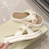 Beautiful Pearl Flower Slippers Female Summer Wear 2025 New Fairy Wind Soft Bottom One-word Thick Bottom Beach Sandals