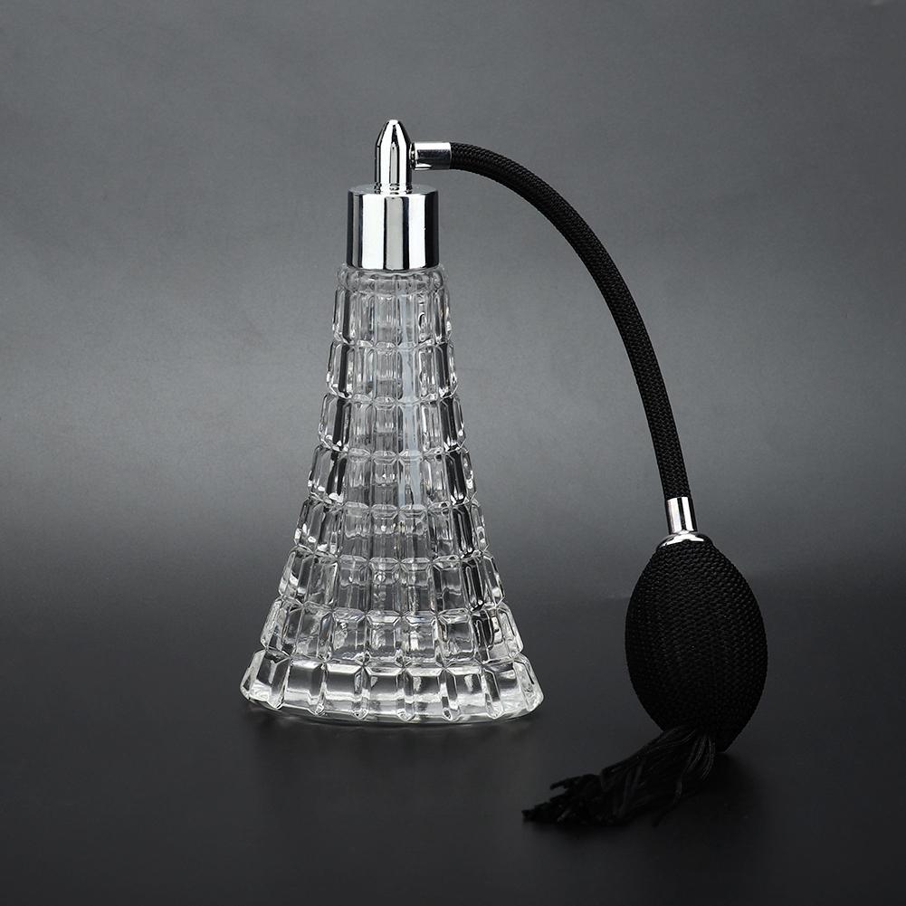 Empty Refillable Glass Vintage Perfume Bottle with Antique Black Bulb Sprayer with Tassel 75ml