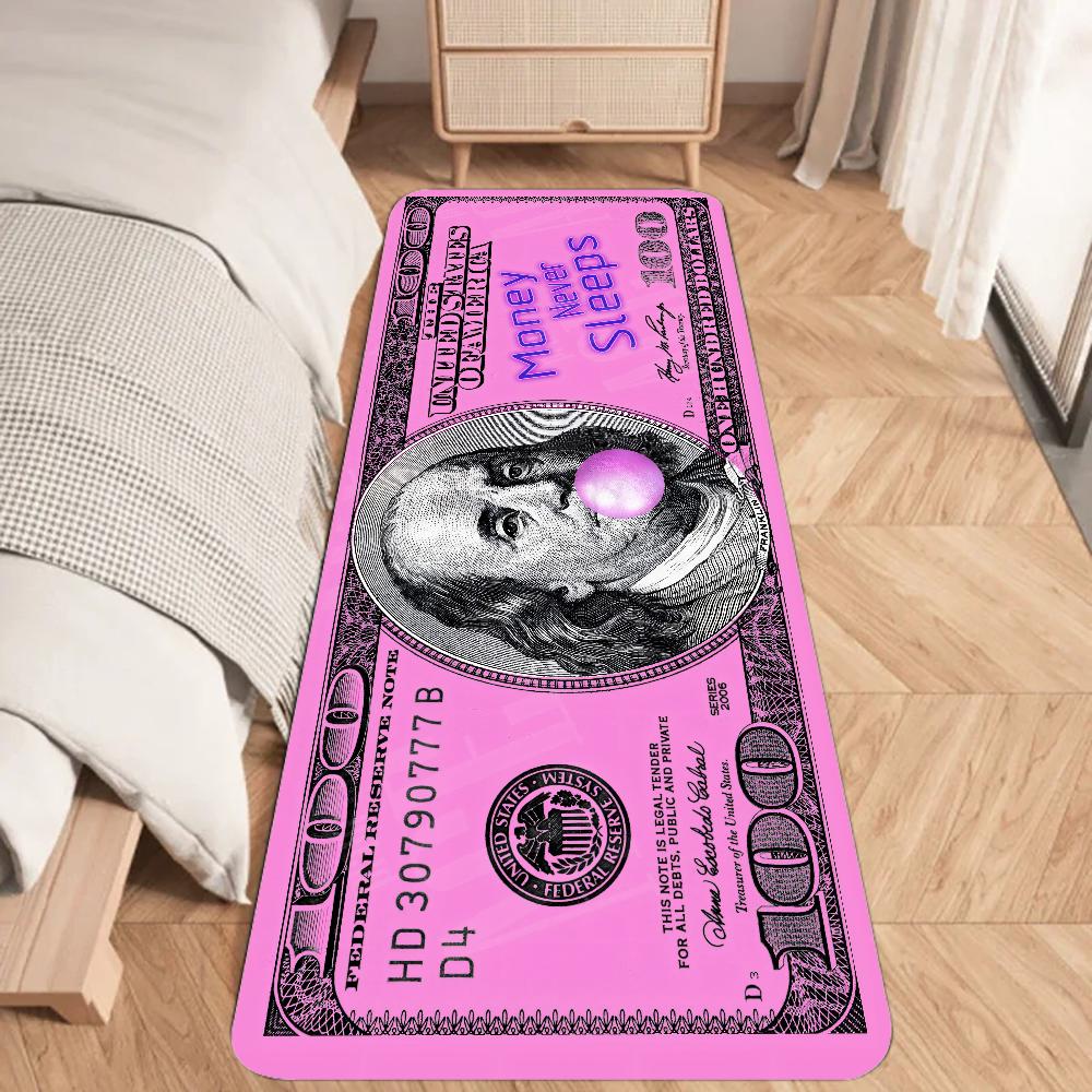 Dollar Money Floor Mat Graphic Printed Flannel Doormats for Bathroom Kitchen Entrance Carpet Home Decor