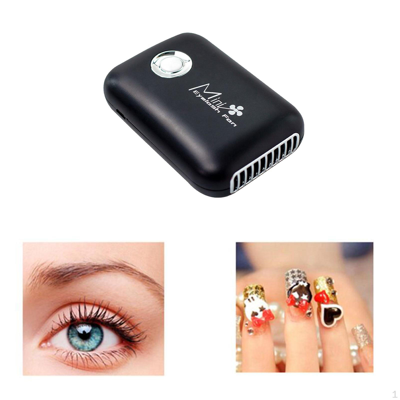 Dryer Portable Bladeless Rechargeable USB Handheld Cooler Fan for Glue Nail Manicure Extension False black
