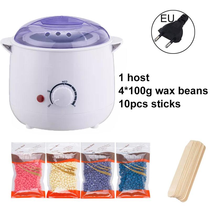 Wachsset Wachserhitzer Haarentfernungsmaschine mit Heißwachsbohnen Calentador de cera Wachsschmelzer Holzspatel für Achselhöhle Bikini
