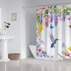 Watercolor Flower Hummingbird Shower Curtain Spring Bird Butterfly Floral Plant Nature Modern Home Bathroom Bathtub Decor