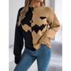 Autumn and Winter Women Halloween Pumpkin Contrast Color Knitted Long Sleeve Loose Sweater