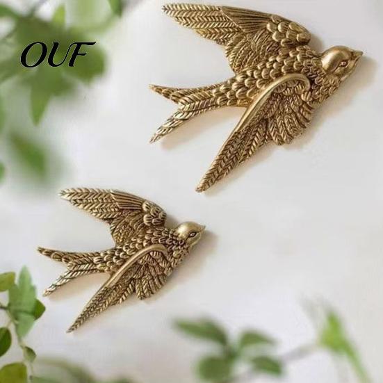 Flying Swallow Decor Gold Wall Decor, Resin Bird Sculpture, Vintage 3D Art for Living Room Bedroom Home Accents