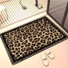 Leopard Print Doormat Classic Brown and Black Leopard Pattern with Border Non Slip Floor Mat for Wild Style Decor