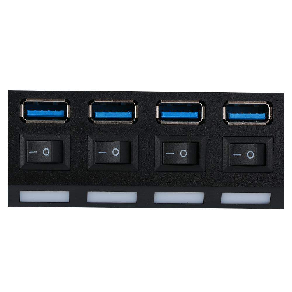Splitter Sync Data Converter 5Gbps High Speed on/Off Switches 4/7 Port USB 3.0 Hub AC Power Adapter
