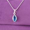 Marquise Natural Swiss Blue Topaz Sisters Gift Ethnic Pendant Jewelry 925 Silver PP-59-1