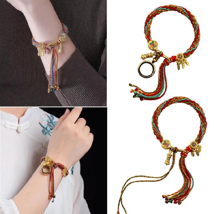 Elegant Tibetan Bracelet Memorial Bangle Simple Fringe Hand Strings for Women