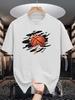Cotton Basketball Graphic T-shirt - Vibrant Red & Orange Design