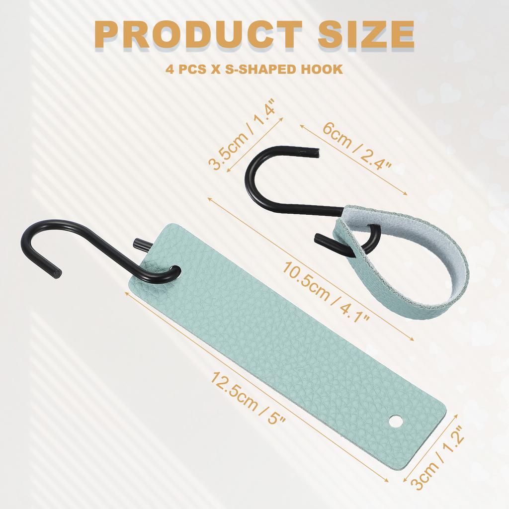 4/6/12pcs PU Leather S Hooks, Multifunctional S Shaped Hooks Hanging Hook for Hanging Coat Towel Camping Kitchen Bathroom Handle