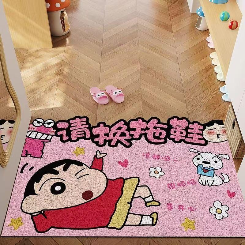 Door Floor Mat Dirt-Resistant Leave-In Pvc Silk Ring Floor Mat Cute Household Entrance Door Mat Foot Pad