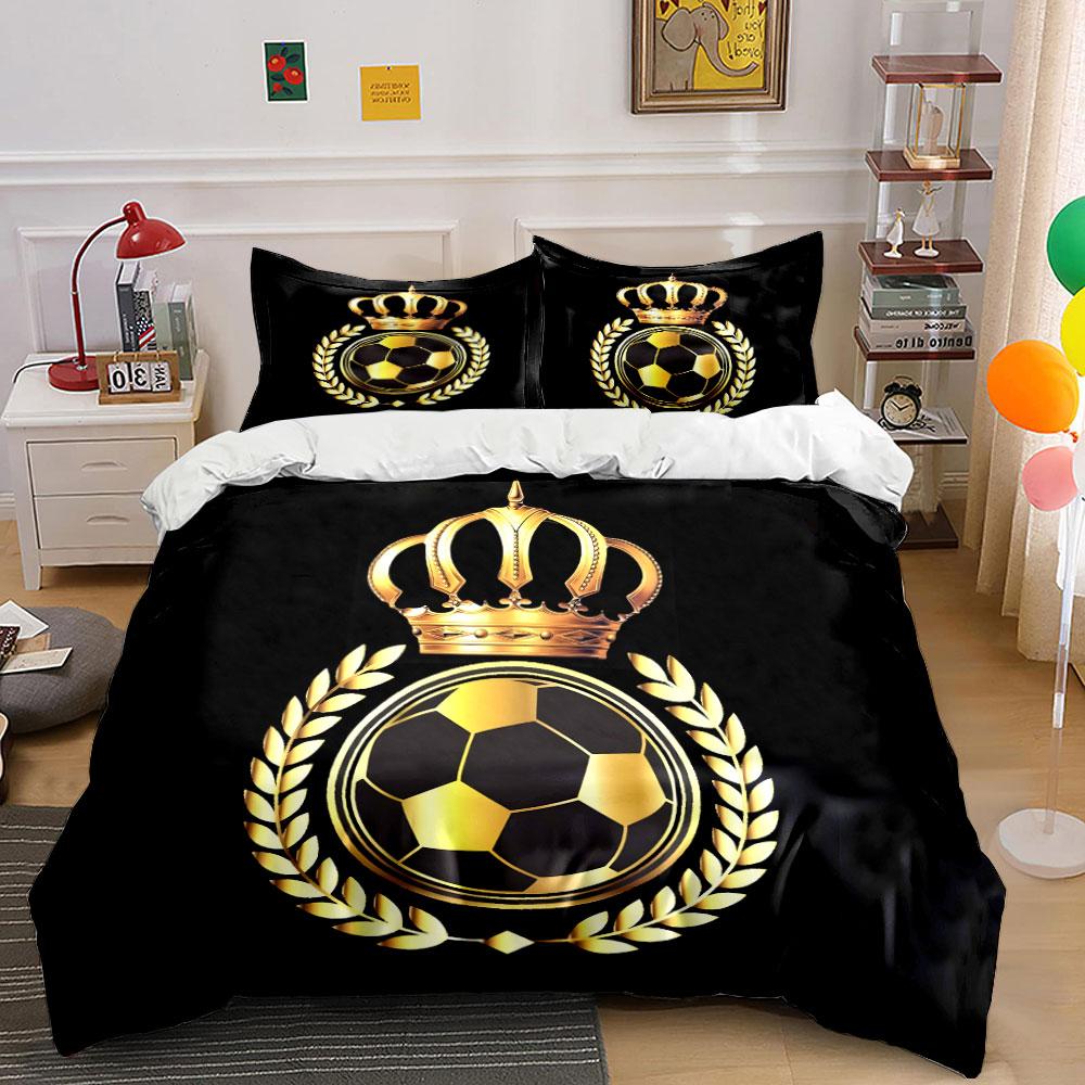 Golden crown, soccer ball. Bedding sets Duvet cover sets Duvet covers Pillowcases(1*Duvet Cover 2*Pillowcases without duvet insert)