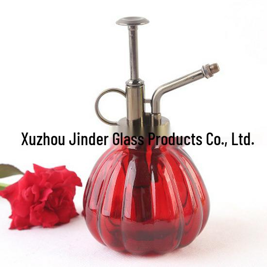 Creative Hand-Pressure Glass Watering Sprayer with Colored Transparent Pumpkin Design