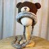 New Cute Bear Knitted Hat for Women in Autumn and Winter Warm Plus Velvet Ear Protection Hat Cold Proof Pullover Woolen Hat