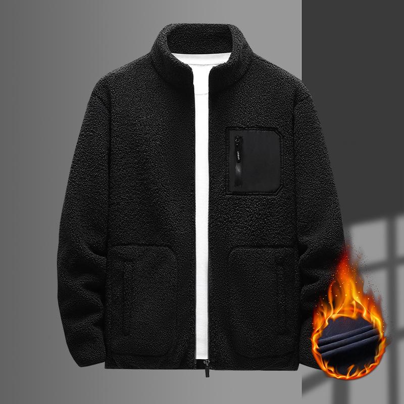 Autumn and Winter Fleece Outdoor Men's Jacket Stand-up Collar Warm Jacket Plus Velvet Warm Sports and Leisure Jacket