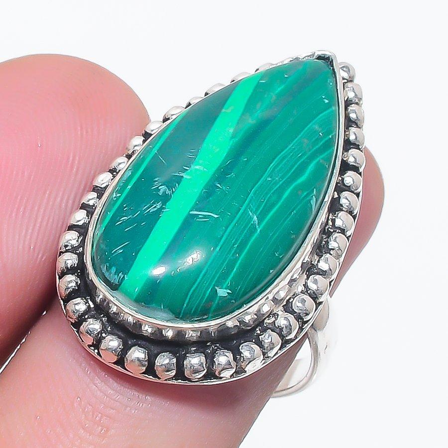 Malachite Gemstone 925 Sterling Silver Jewelry Ring Size 7